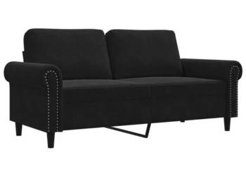 Sofa 2-osobowa czarna 140 cm tapicerowana aksamitem WM-359534