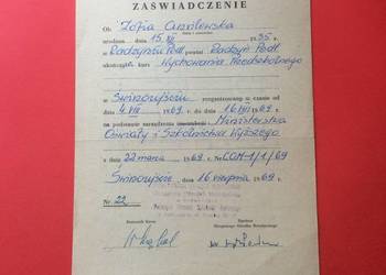 ( 1832 ) Zaświadczenie Ukończenia Kursu, Ansilewska