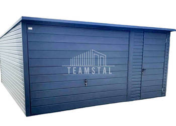 GARAŻ BLASZANY 4,5m x 6m Brama - antracyt  drzwi TS231