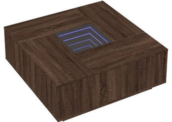 Stolik kawowy z LED Infinity brązowy dąb 100x100x40 cm WM-3284048