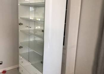 Witryna lustrzana, biała, noga Ludwik, gałka kryształ, POLECAM!!!