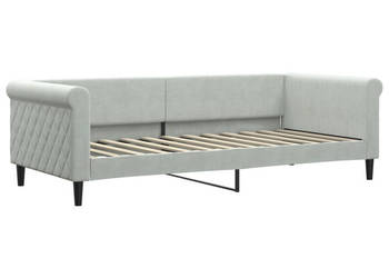 Łóżko dzienne jasnoszare obite aksamitem 90x200 cm WM-354244