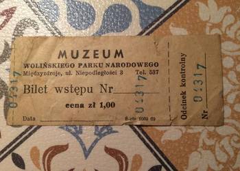 ( 1178. ) Bilet Do Muzeum Wolińskiego Parku Narodowego