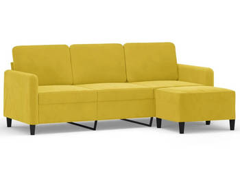 3-osobowa sofa z podnóżkiem żółta 180 cm aksamit WM-3201180