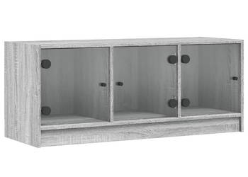 Szafka TV ze szklanymi drzwiami szary dąb sonoma 102x37x42 cm WM-836411
