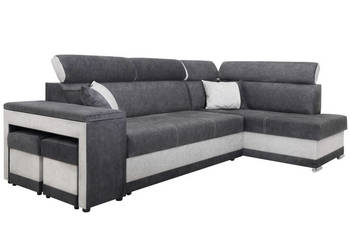 Narożnik Tapicerowany Jasnoszary Duży z Funkcją Spania SEBASTIAN