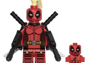Klocki figurka ludzik LADY-DEADPOOL + mini Deadpool 2-miecze 2-uzi kitka