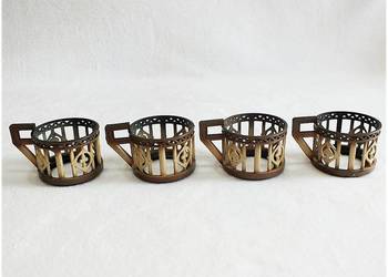 Koszyczek na szklankę KOMPLET 4szt. Koszyczki z lat 60-70' Koszyk PRL