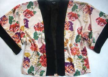 H&M satynowa narzutka KWIATY Wzory M L XL