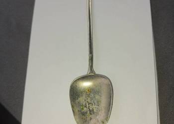 Srebrna bardzo stara łyżeczka z bursztynem
