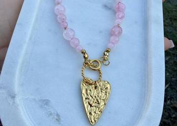 Naszyjnik kamienie naturalne choker kamień naturalny kwarc różowy