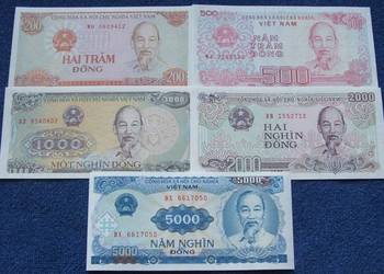 WIETNAM Kolekcjonerskie Banknoty Zestaw - 5 sztuk UNC