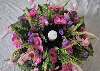 Stroik kompozycja na cmentarz z lampionem. Komplet