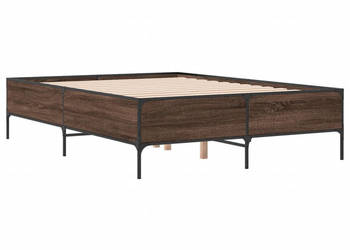 Rama łóżka brązowy dąb materiał drewnopochodny 140x190 cm WM-3279811