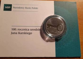 Moneta srebrna "100. rocznica urodzin Jana Karskiego" 10 zł z 2014 r.