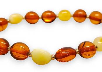 Bransoletka BURSZTYN bałtycki fasolka cytryna, koniak #875