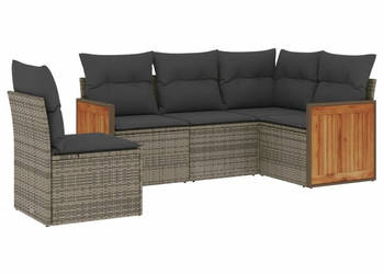 5-cz. zestaw wypoczynkowy do ogrodu poduszki szary rattan PE WM-3260058
