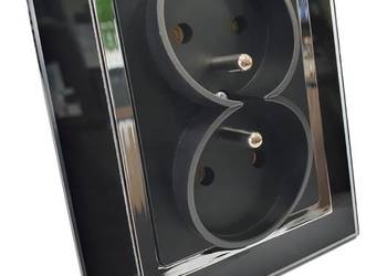 Gniazdo szklane pidwójne Magic Timex-elektro Czarne z chromem