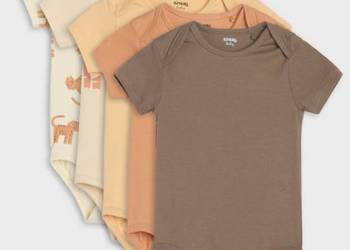 Body Sinsay 62 5 pack bawełna pomarańczowe brązowe koty tygrysy newborn