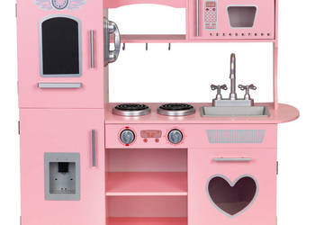 Duża drewniana kuchnia dla dzieci efekty dźwiękowe różowa ECOTOYS