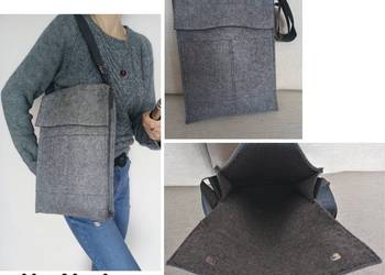 Nowa szara torebka listonoszka z filcu 39x26 cm