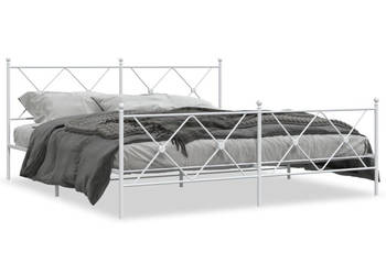 Łóżko Metalowe Białe Rama Łóżka Ze Stelażem Biała 180x200 cm WM-376573