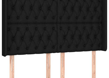Zagłówek do łóżka z LED czarny 163x16x118/128 cm tkanina WM-3124392