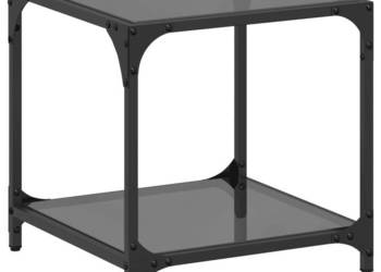 Stolik kawowy z czarnym szklanym blatem 40x40x40 cm stal WM-845964