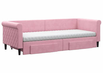 Sofa rozsuwana z szufladami różowa aksamit 80x200 cm WM-3197839