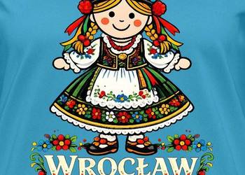 Koszulka damska oddychająca Wrocławianka tradycyjny strój ludowy Wrocław