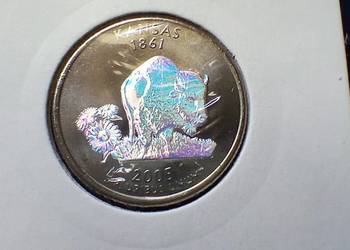 Stare monety 1/4 dolar 2005 Kansas USA hologram
