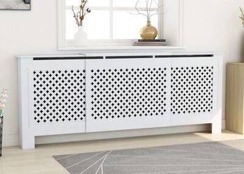 vidaXL Osłona na kaloryfer z MDF, biała, 205 cm（SKU:325555）