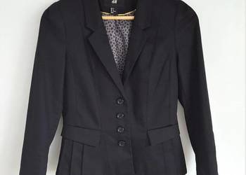 Marynarka H&M żakiet czarny S 36 czarna zakładki do spódnicy