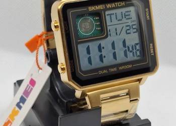 Nowy zegarek męski z widocznym CHIP marki SKMEI 2033 kolor złoty
