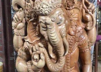 H195cm Ganesha, Ganpati Ganeśa imponująca rzeźba z drewna to dobrobyt