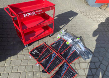 Zestaw NOWYCH narzędzi WÓZEK warsztatowy YATO, 4 lampy LED, 5 kompletów kl…