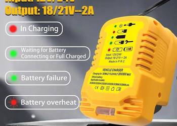 Mini ładowarka samochodowa do akumulatora Li-ion Dewalt 18 V 20 V
