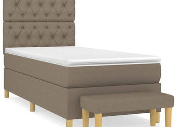 Łóżko kontynentalne z materacem taupe tkanina 80x200 cm WM-3137353