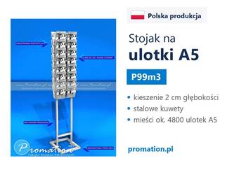 Dwustronny stojak na ulotki A5, 32 kieszenie na broszury firmowe P99m3
