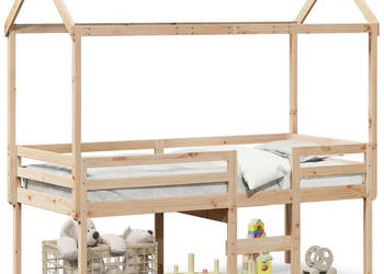 Wysokie łóżko z dachem lite drewno sosnowe 90x200 cm WM-3282132