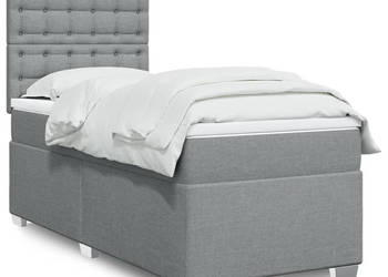 Łóżko kontynentalne z materacem jasnoszare tkanina 80x200 cm WM-3290329
