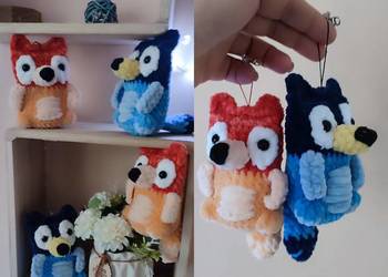 Szydełkowe Bluey i Red Heeler brelok do kluczy