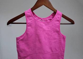 Różowy sportowy top bez rękawów w prążki Move