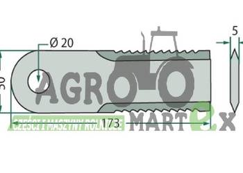 87318316, 331496 NÓŻ SIECZKARNI RUCHOMY 173x50x5 Ø20 CNH
