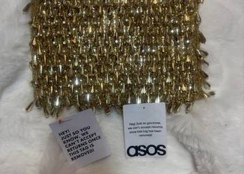 ASOS Design/ Złota, bogato zdobiona torebka saszetka wieczorowa, Nowa