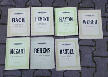 Nuty na fortepian zestaw starych zeszytów 7szt Bach Mozart Weber inne