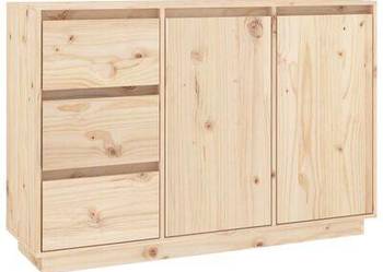 vidaXL Szafka, 111x34x75 cm, lite drewno sosnowe（SKU:813804）