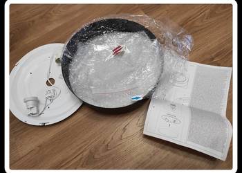 Czarny plafon metalowy + mleczny klosz na 2 żarówki jak NOWE