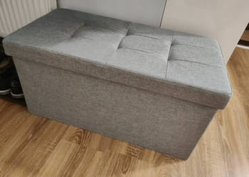 Pufa ze schowkiem 76 cm siedzisko składane szara