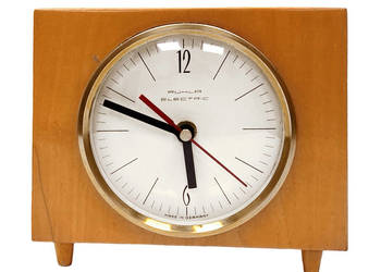 Zegar kominkowy vintage Ruhla Electric lata 70. drewno design mid-century